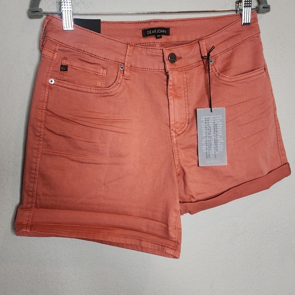 NWT Dear John Soft Stretch Denim Chalk Pink Orange Terracotta Shorts. Size 29. - Picture 2 of 16